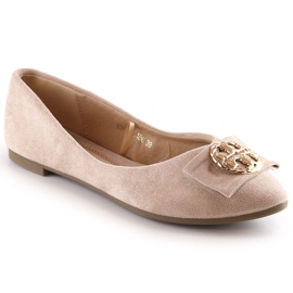 Ballerines petit talon daim beige femme Potocki BB23004