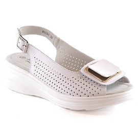Sandales compensées cuir confortables femme blanc S.Barski BN291