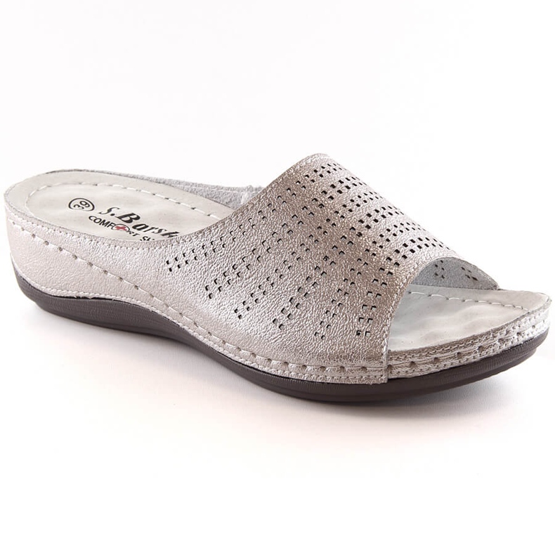 Chaussons en cuir confortables pour femmes sur le coin or rose S.Barski BN292 d'or