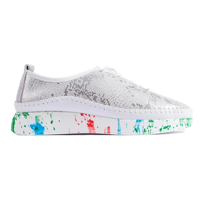 Chaussures femme en cuir argenté à plateforme Shelovet colorée