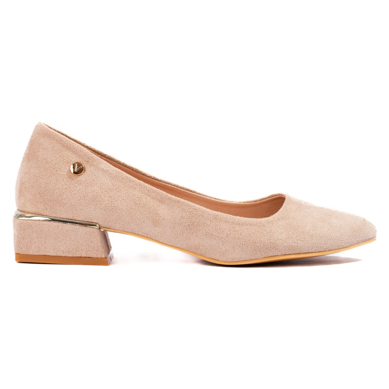 Ballerines à petit talon en daim beige pour femme de Vinceza