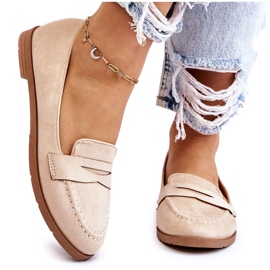 PS1 Mocassins Confortables en Daim pour Femme Beige Lucca