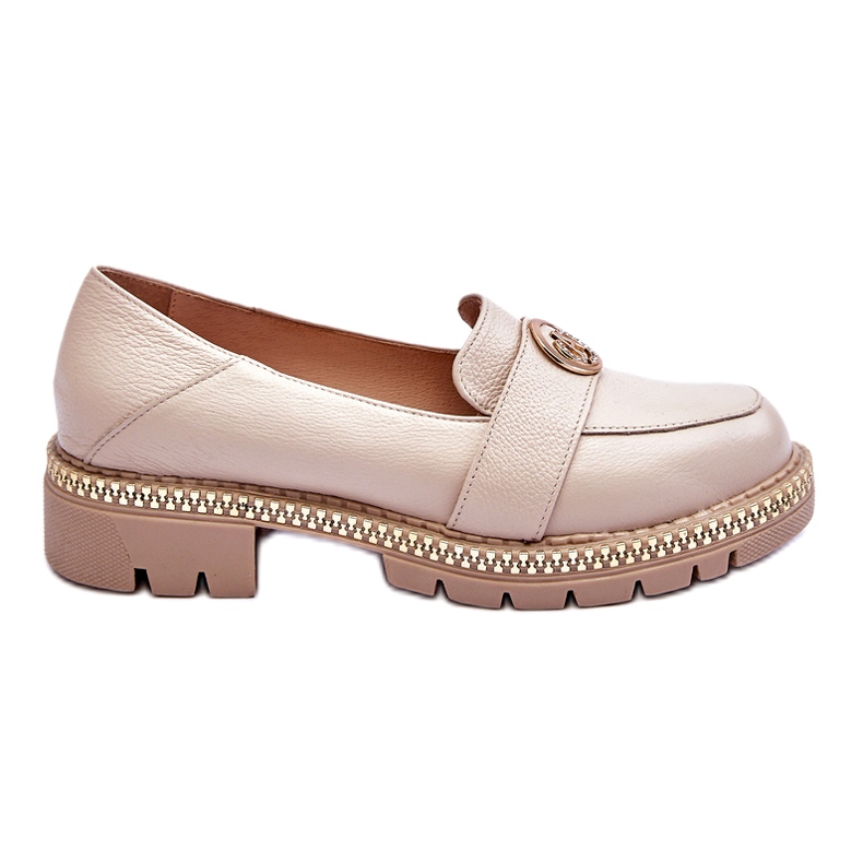 FILIPCZYK Mocassins élégants en cuir beige clair avec décoration FILIPCZYK Mocassins élégants en cuir beige clair avec décoration