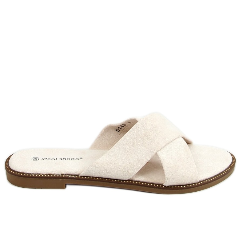 BM Chaussons femme Alyson Beige en forme de croix