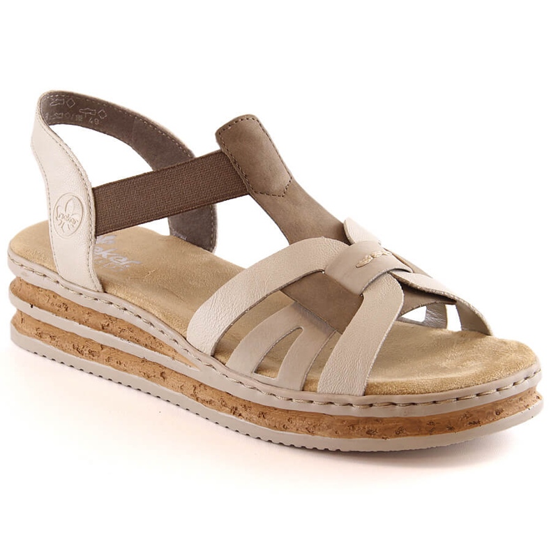 Sandales compensées confortables pour femmes beige Rieker 62918-62