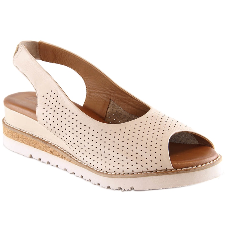Sandales confortables en cuir beige pour femme Artiker 50C0863