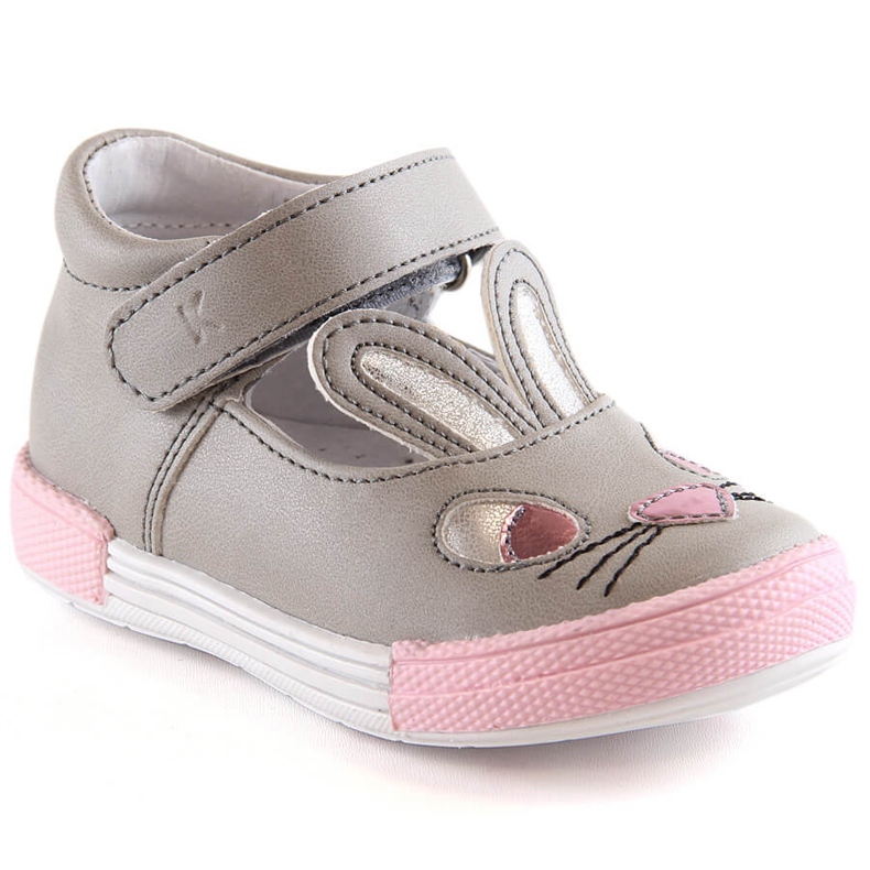 Ballerines filles Kornecki 6480 grises à scratch