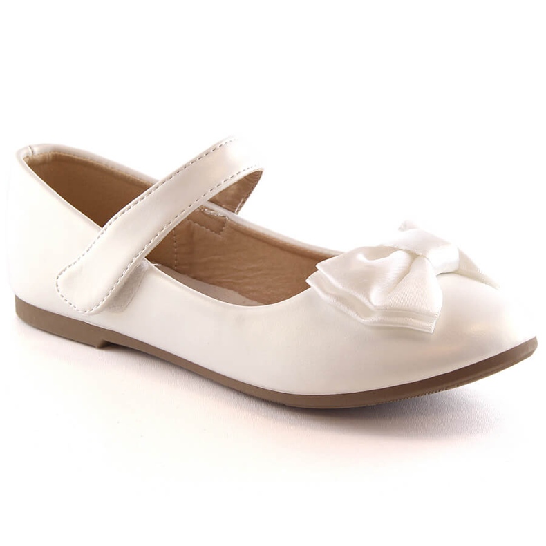 Ballerines première communion fille à nœud velcro blanc Potocki BB23009 blanche Ballerines première communion fille à nœud velcro blanc Potocki BB23009 blanche