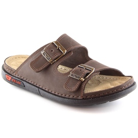 Claquettes homme confortables en cuir avec boucles marron T.Sokolski Fs M01 brun