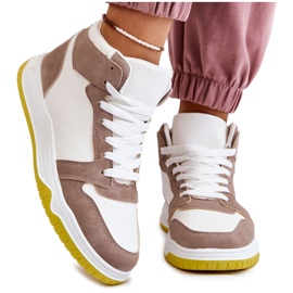 Chaussures de sport hautes pour femmes, baskets, blanches et beiges