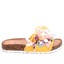 Chaussons en liège à fleurs Circus Yellow jaune