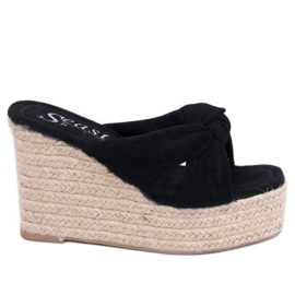BM Nikni Sandales compensées espadrilles noires le noir