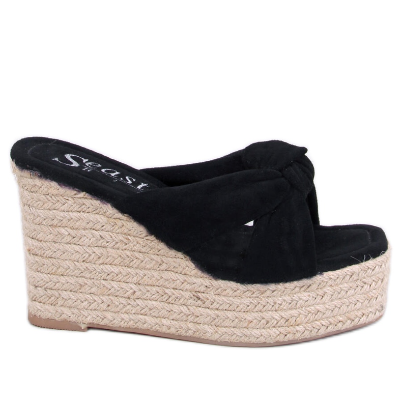 BM Nikni Sandales compensées espadrilles noires le noir