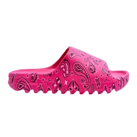 Pantoufles pour femmes à la mode sur une plate-forme massive lorette fuchsia rose