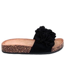 BM Babouches en liège à fleurs de Brice Black noir