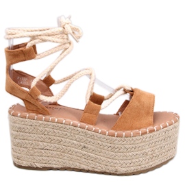 BM Espadrilles compensées Marge Camel brun