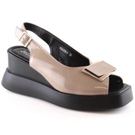 Sandales compensées femme laquées Jezzi SA209-4 beige