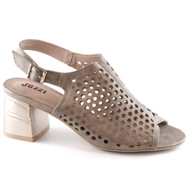 Sandales ajourées dorées à talon femme Jezzi MR1954A-14