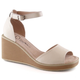 Sandales compensées en cuir confortables pour femmes Filippo DS4507 beige