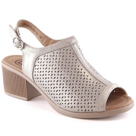 Sandales confortables en cuir pour femme avec talons dorés Filippo DS4475