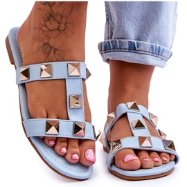 Chaussons Femme Mercure Bleus à Gros Clous