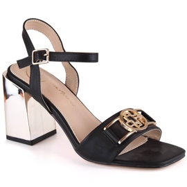 Sandales pour femmes à talon miroir noir Filippo Ds 4502