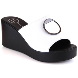 Chaussons compensés femme en cuir blanc Filippo DK4610