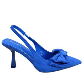 PA1 Escarpins Shirley bleus à talons ouverts