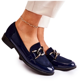 Mocassins Classiques Avec Chaîne Laura Messi 2531 Bleu Marine