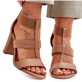 Sandales en cuir à talons hauts Marren camel brun