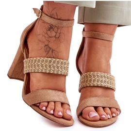 Sandales Daim Talon Tressé Camel Roselia brun