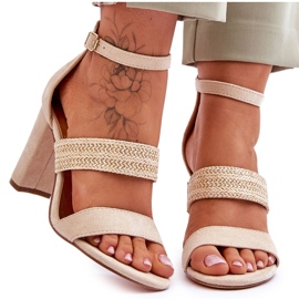 Sandales Daim à Talons Tressés Beige Roselia