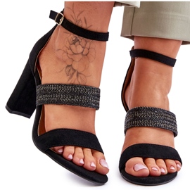 Sandales Daim Talon Tressé Noir Roselia le noir