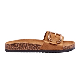 Chaussons compensés Festil en daim camel pour femmes brun