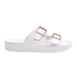 Chaussons Plateformes Pour Femmes À Rayures Blanc Clever