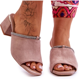 S.Barski Chaussons à Talons Hauts en Daim KV-612-2 Beige