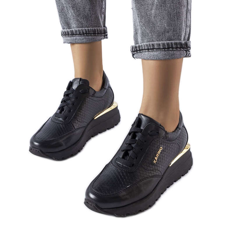 Baskets Karino en cuir noir le noir