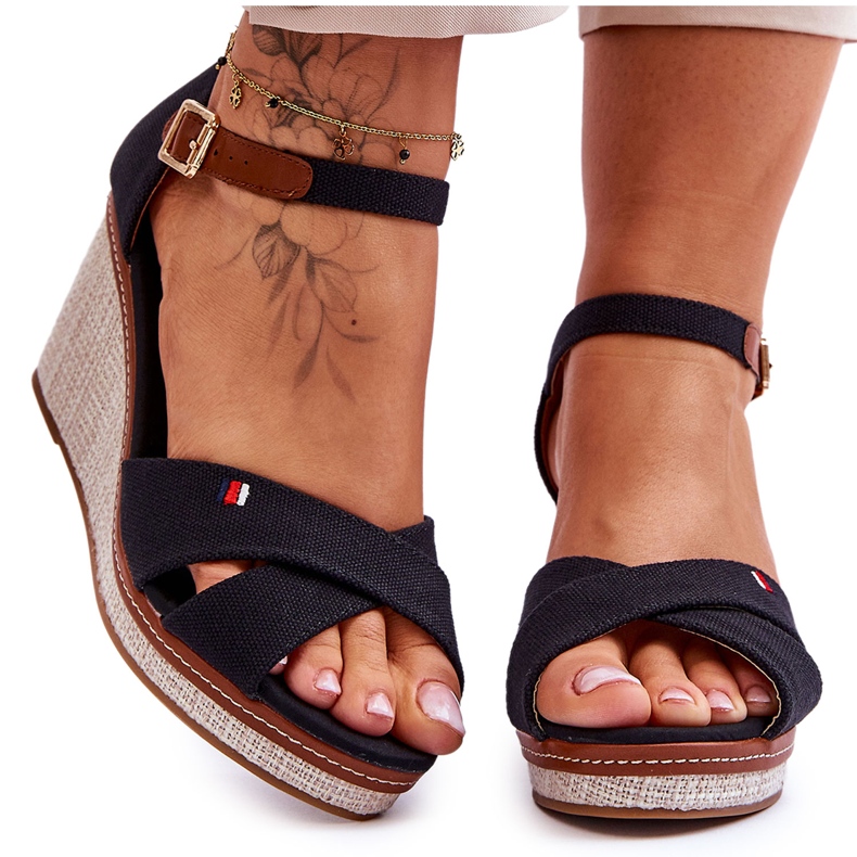 Sandales Compensées Femme Noir Veenus le noir