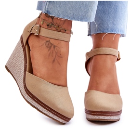 Sandales Compensées Classiques Femme Beige Foncé Malani