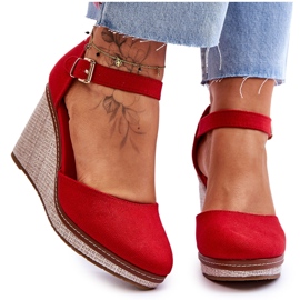 Sandales compensées classiques pour femmes Rouge Malani