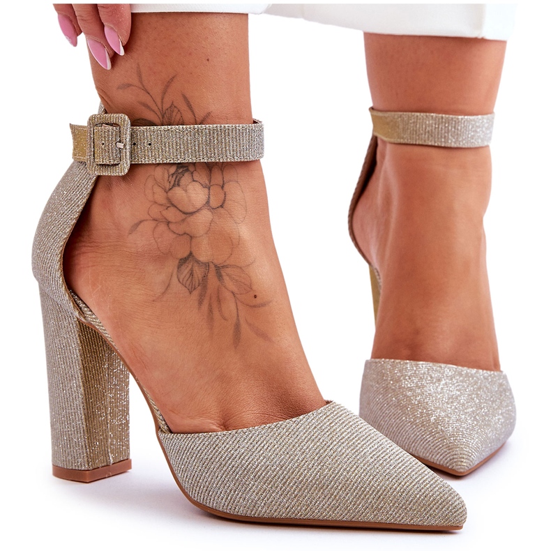 Escarpins Brillants à Talons Hauts Doré True Love d'or