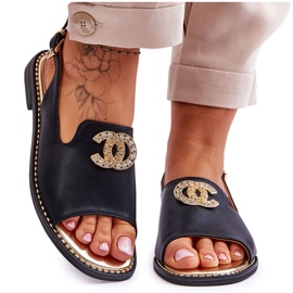 Sandales pour femmes avec décoration S.Barski KV-2775-49 Noir