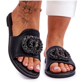 Chaussons Plats Femme Avec Ornements S.Barski KV-520-3 Noir