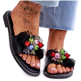 S.Barski Chaussons Avec Perles Décoratives KV-2775-47 Noir