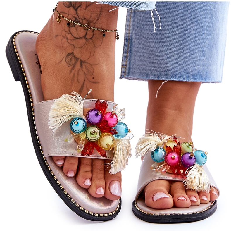 Chaussons Avec Perles Décoratives S.Barski KV-2775-47 Nude beige