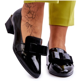 Vinceza Escarpins à la mode en cuir verni avec un nœud décoratif Shira Noir