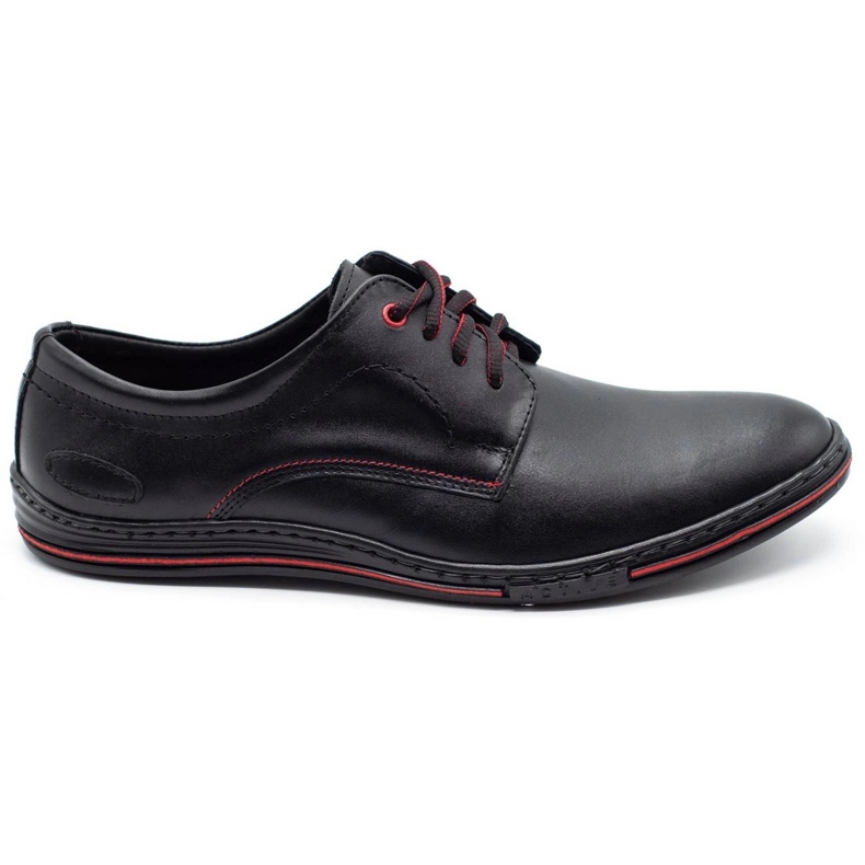 Olivier Chaussures pour hommes en cuir 295LU noir avec rouge le noir