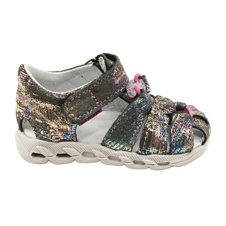 Sandales des filles Mazurek en cuir brillant 1364 Metallique gris