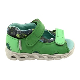 Sandales en cuir pour enfants pour fermeture scratch Mazurek 1363 vert