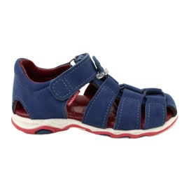 Sandales en cuir pour Velcro Mazurek 1364 bleu marine